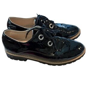 Zara black Womans Y2K PATENT LEATHER OXFORD SHOES ~Sz: 39